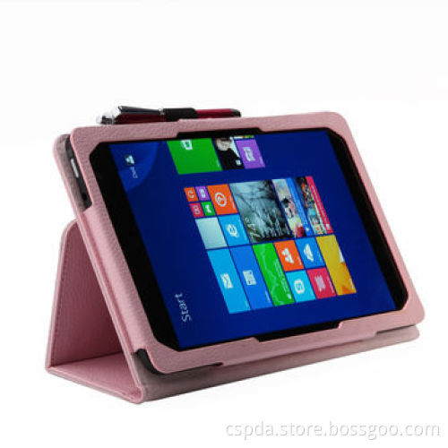 PU Leather Back Stand Cases for Dell Venue 8 Pro, with Pen Slots and Hand Strap